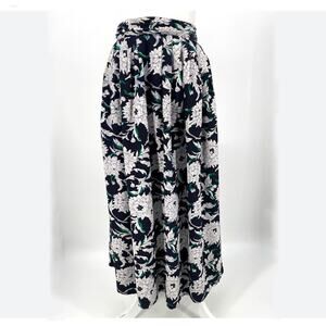 Geoffrey Alexander Vintage 100% Silk Maxi Skirt Sz 6/tag says 10 Blue Floral